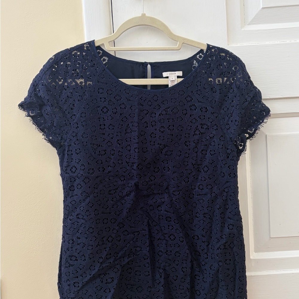 J. Crew Dark Blue Lace Blouse